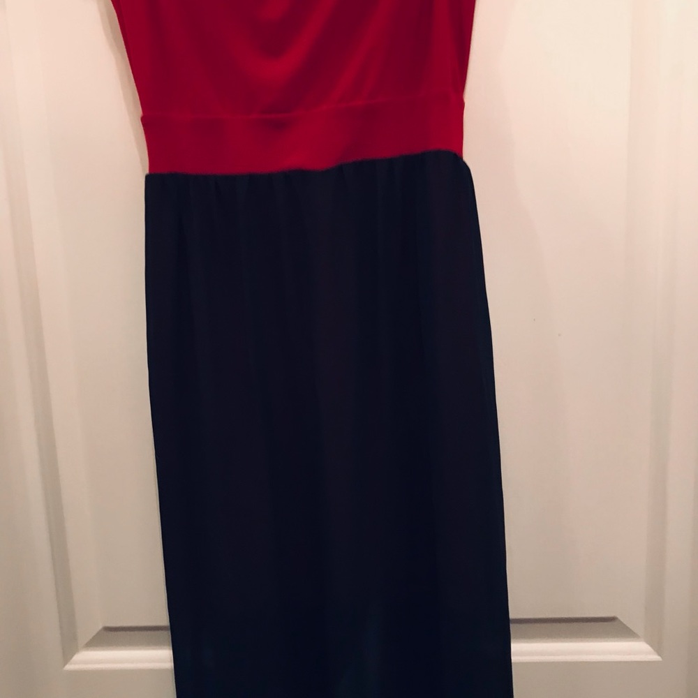 Red strapless with black sheer on bottom half - Picture 2 of 8